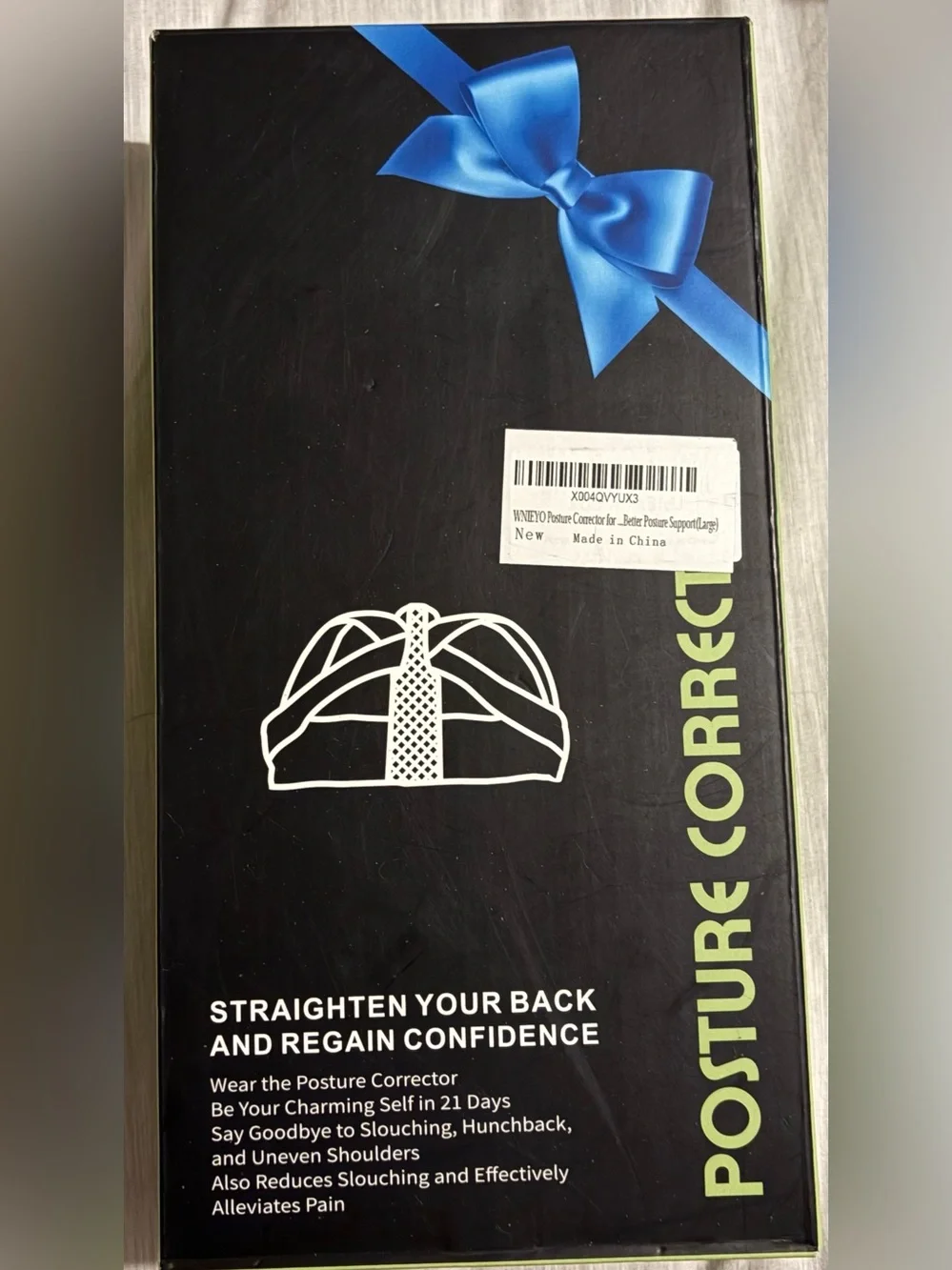5/$30 Adjustable Black Posture Corrector Support Brace - Large NWT